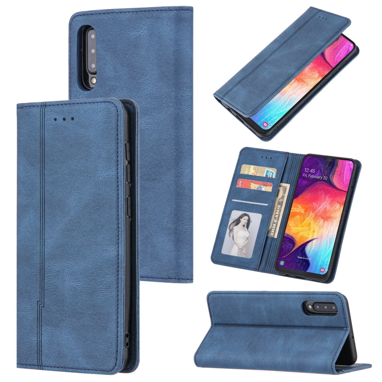 For Samsung Galaxy A70 / A70s Skin Feel Pressure Line Magnetic Horizontal Flip Leather Case with Holder & Card Slot & Wallet & Photo Frame