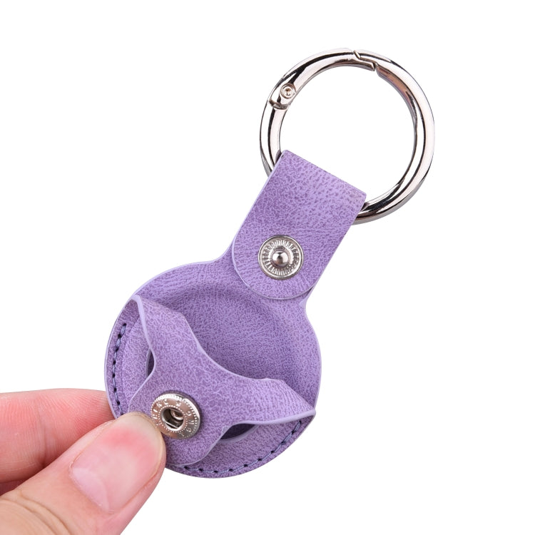 Floral Embossing Leather Protective Case with Key Ring for AirTag