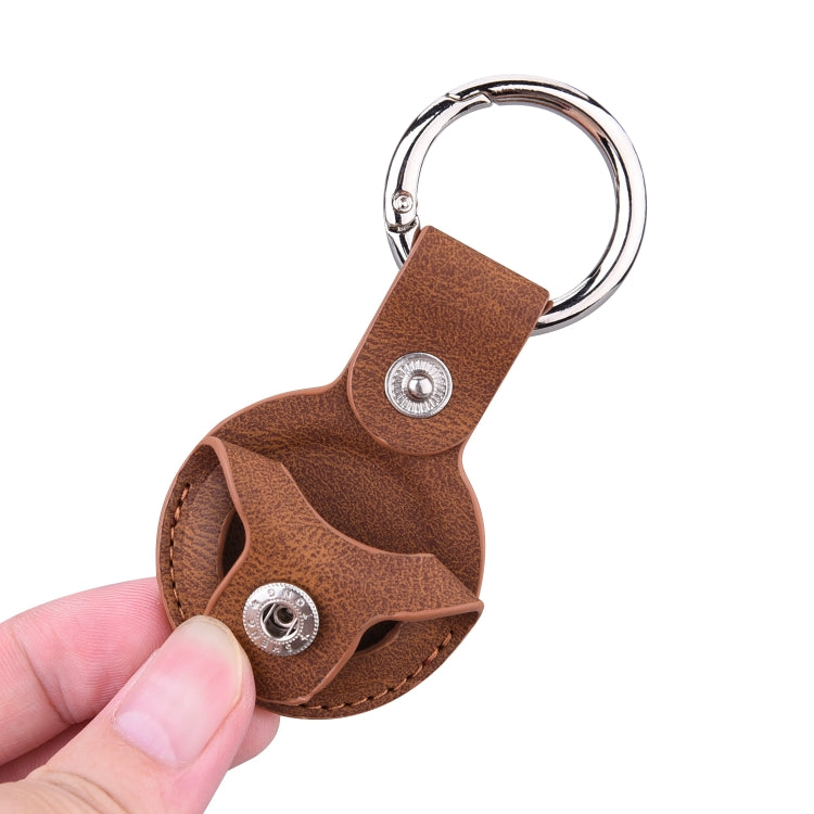 Floral Embossing Leather Protective Case with Key Ring for AirTag