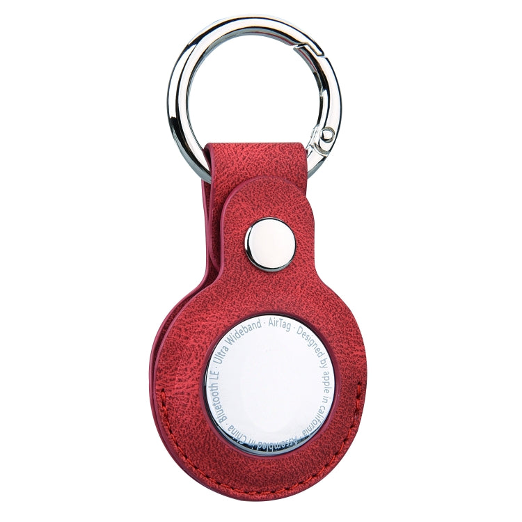 Floral Embossing Leather Protective Case with Key Ring for AirTag
