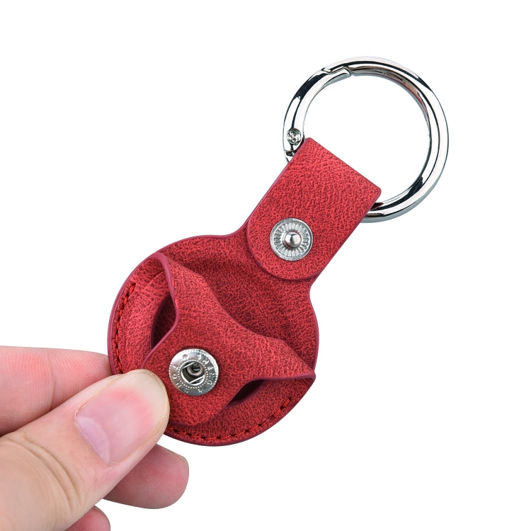 Floral Embossing Leather Protective Case with Key Ring for AirTag