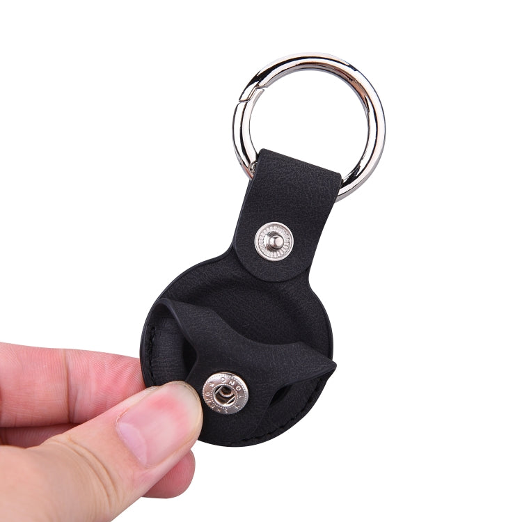 Floral Embossing Leather Protective Case with Key Ring for AirTag