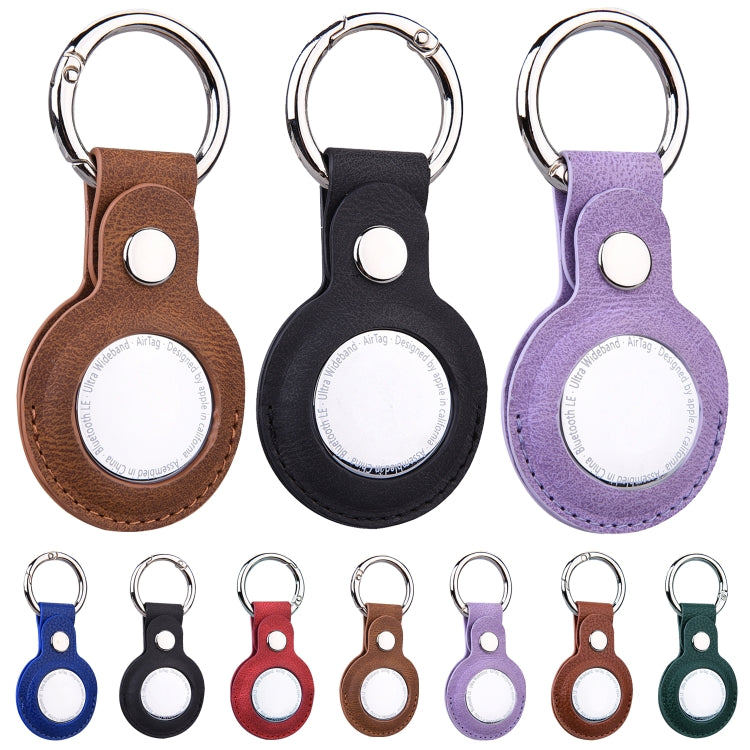 Floral Embossing Leather Protective Case with Key Ring for AirTag