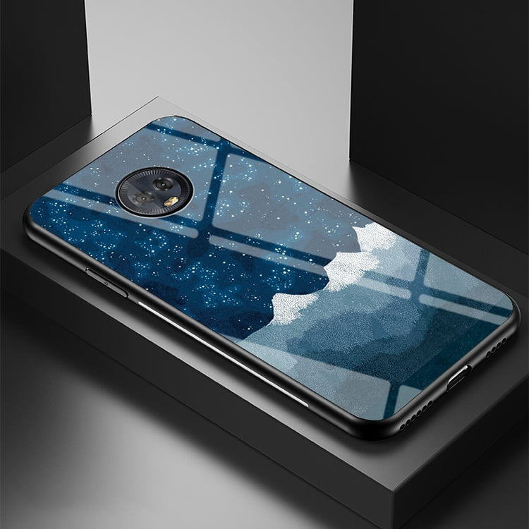 For Motorola Moto G6 Plus Starry Sky Painted Tempered Glass TPU Shockproof Protective Case