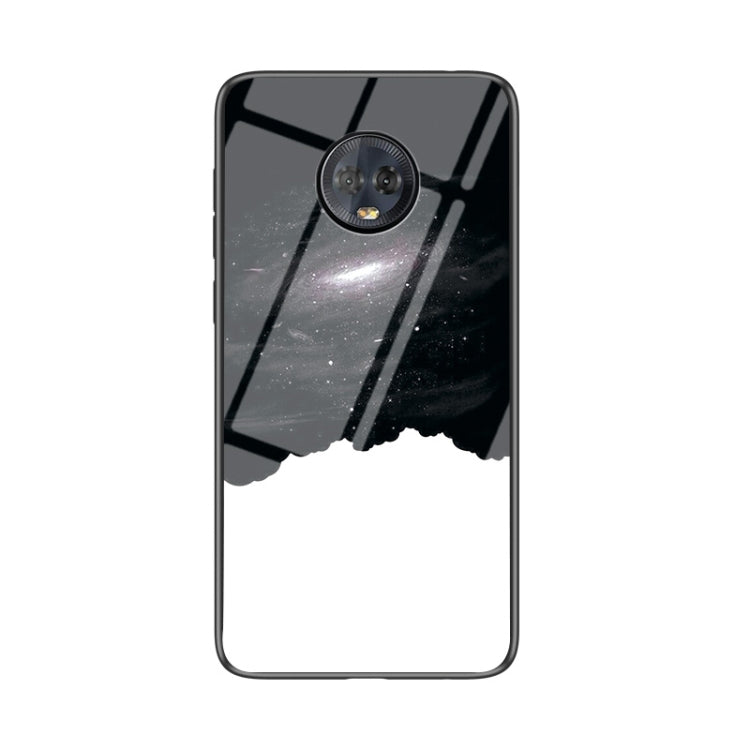 For Motorola Moto G6 Plus Starry Sky Painted Tempered Glass TPU Shockproof Protective Case