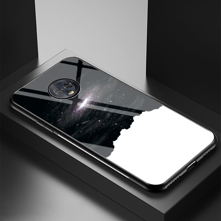For Motorola Moto G6 Plus Starry Sky Painted Tempered Glass TPU Shockproof Protective Case