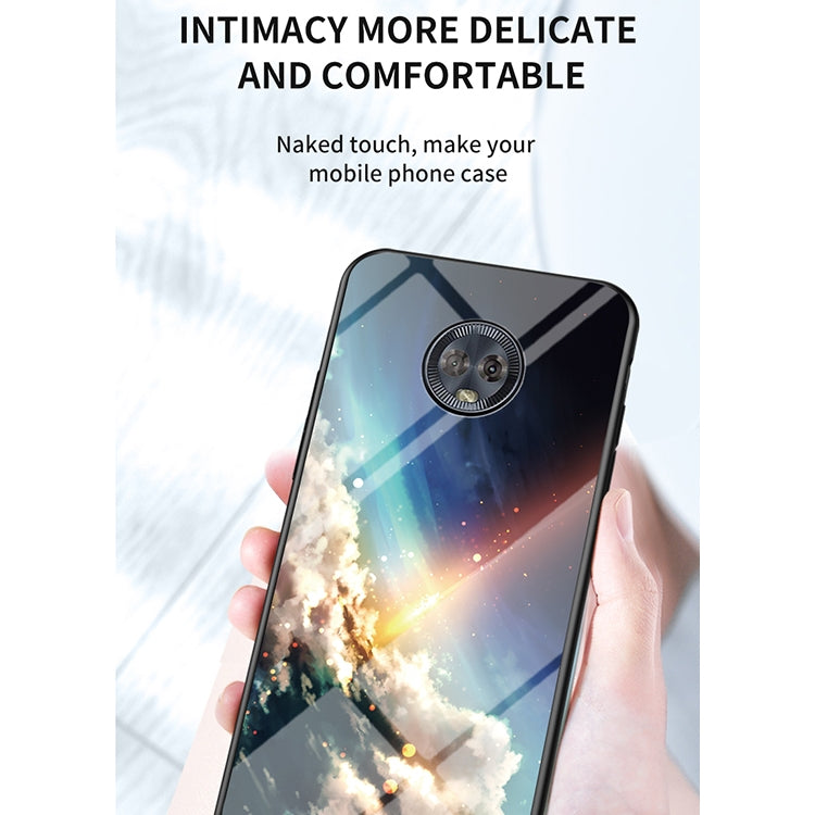 For Motorola Moto G6 Starry Sky Painted Tempered Glass TPU Shockproof Protective Case
