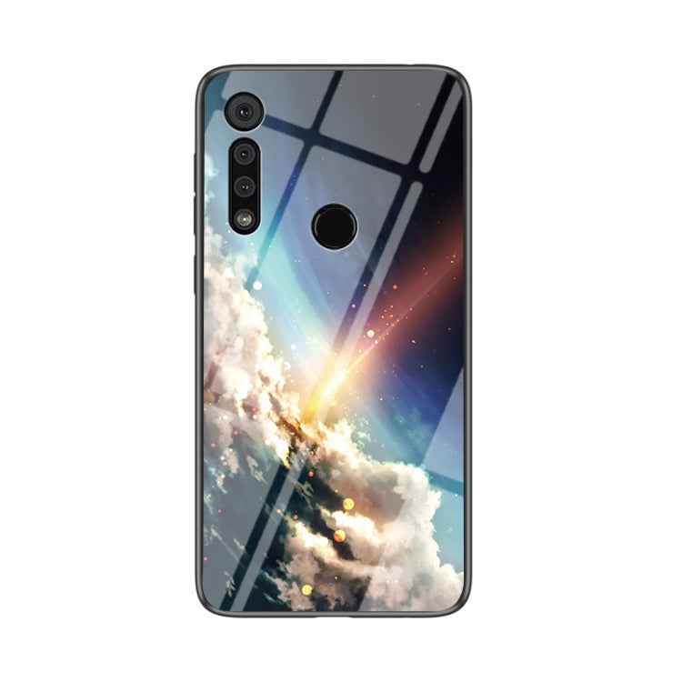 For Motorola Moto G8 Play Starry Sky Painted Tempered Glass TPU Shockproof Protective Case