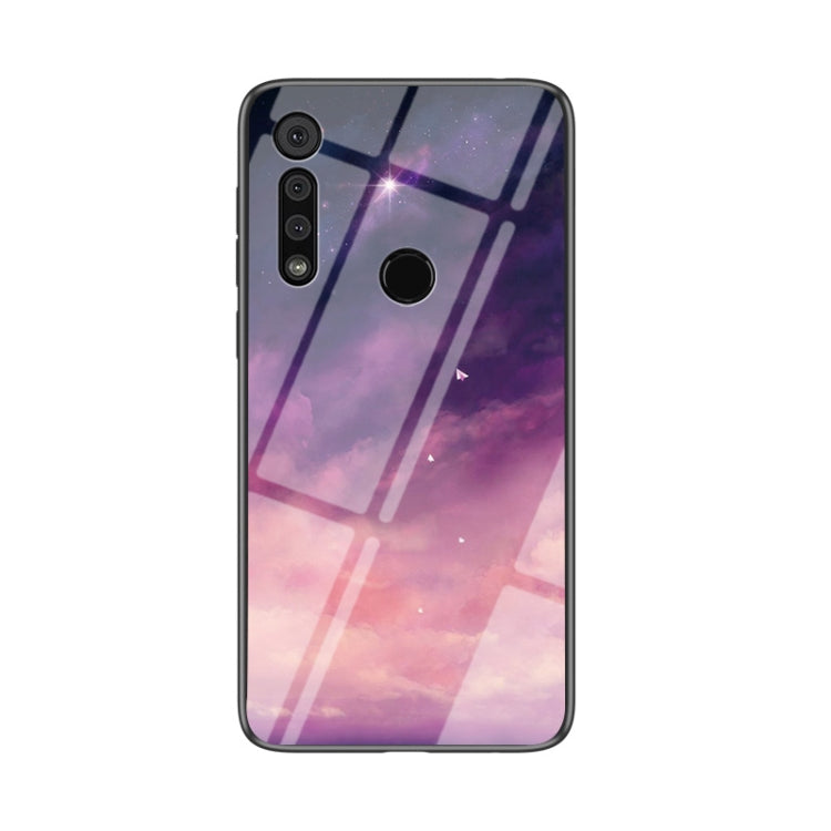 For Motorola Moto G8 Play Starry Sky Painted Tempered Glass TPU Shockproof Protective Case