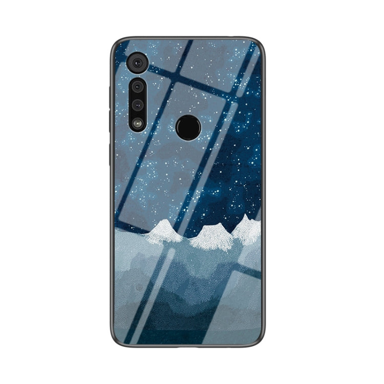 For Motorola Moto G8 Play Starry Sky Painted Tempered Glass TPU Shockproof Protective Case