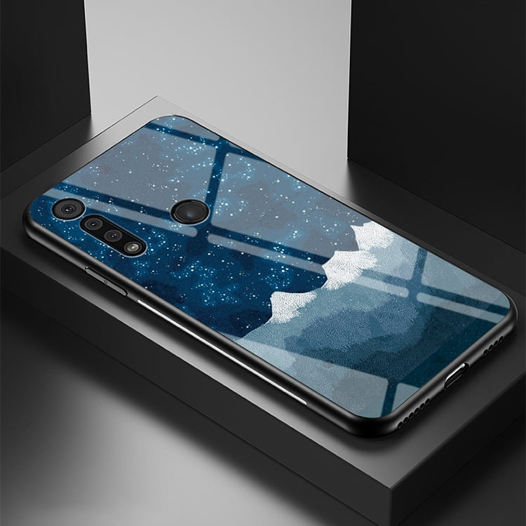 For Motorola Moto G8 Play Starry Sky Painted Tempered Glass TPU Shockproof Protective Case
