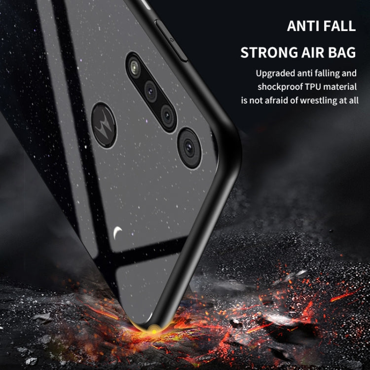 For Motorola Moto G8 Play Starry Sky Painted Tempered Glass TPU Shockproof Protective Case