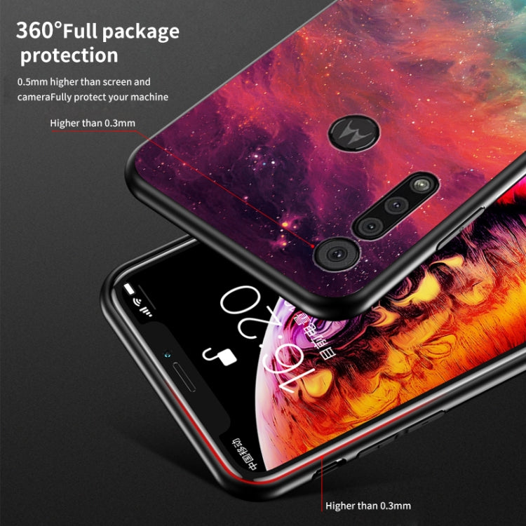 For Motorola Moto G8 Play Starry Sky Painted Tempered Glass TPU Shockproof Protective Case