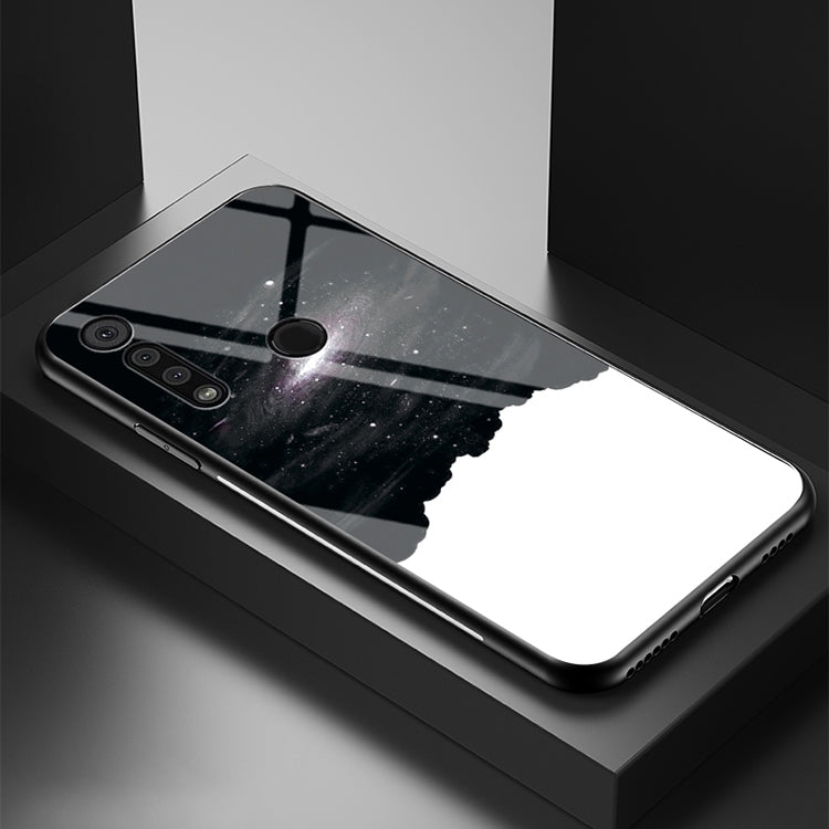 For Motorola Moto G8 Play Starry Sky Painted Tempered Glass TPU Shockproof Protective Case