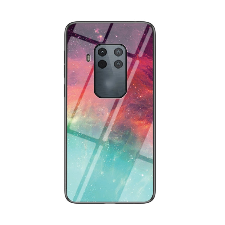 For Motorola One Zoom Starry Sky Painted Tempered Glass TPU Shockproof Protective Case