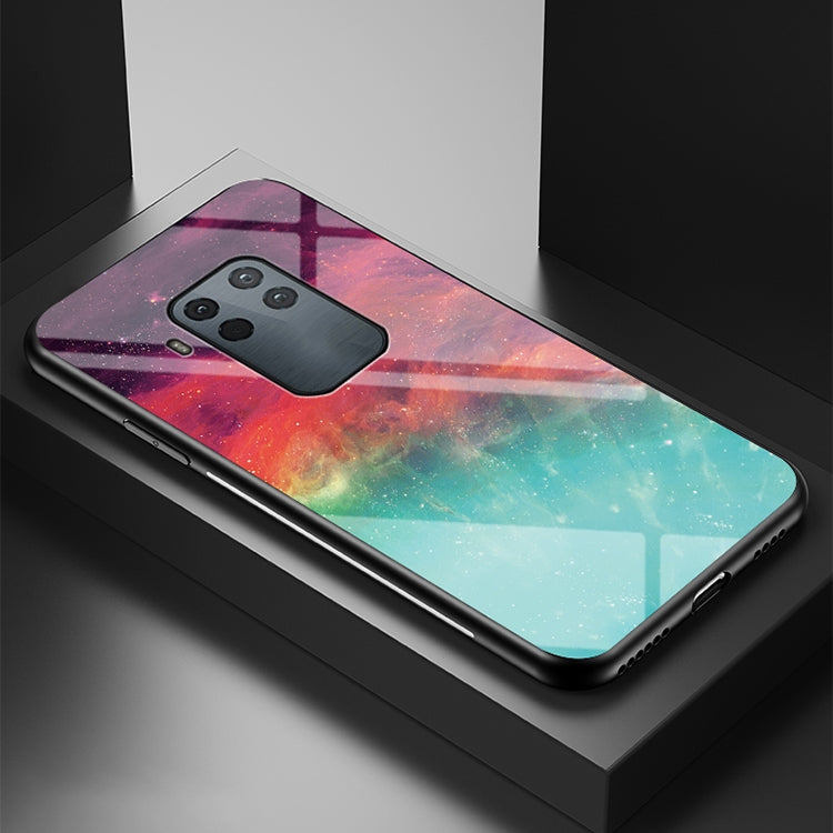 For Motorola One Zoom Starry Sky Painted Tempered Glass TPU Shockproof Protective Case