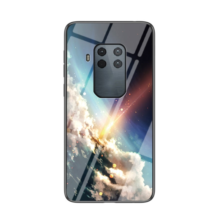 For Motorola One Zoom Starry Sky Painted Tempered Glass TPU Shockproof Protective Case
