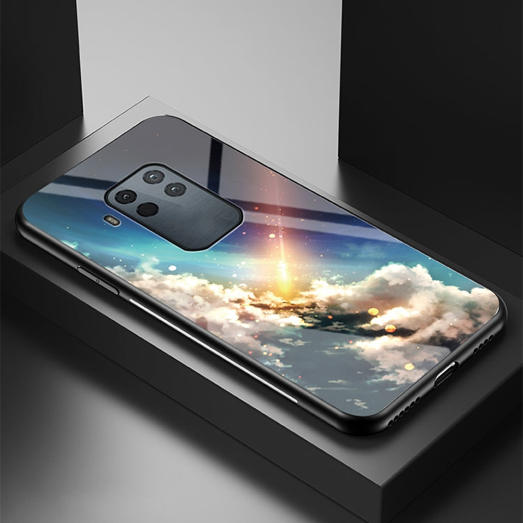 For Motorola One Zoom Starry Sky Painted Tempered Glass TPU Shockproof Protective Case