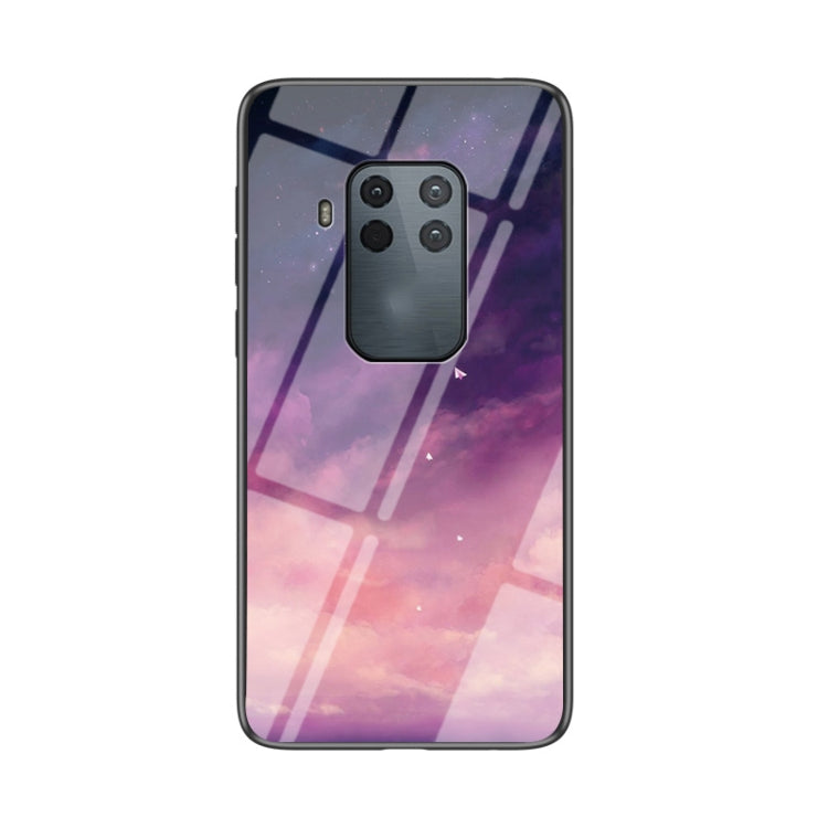 For Motorola One Zoom Starry Sky Painted Tempered Glass TPU Shockproof Protective Case