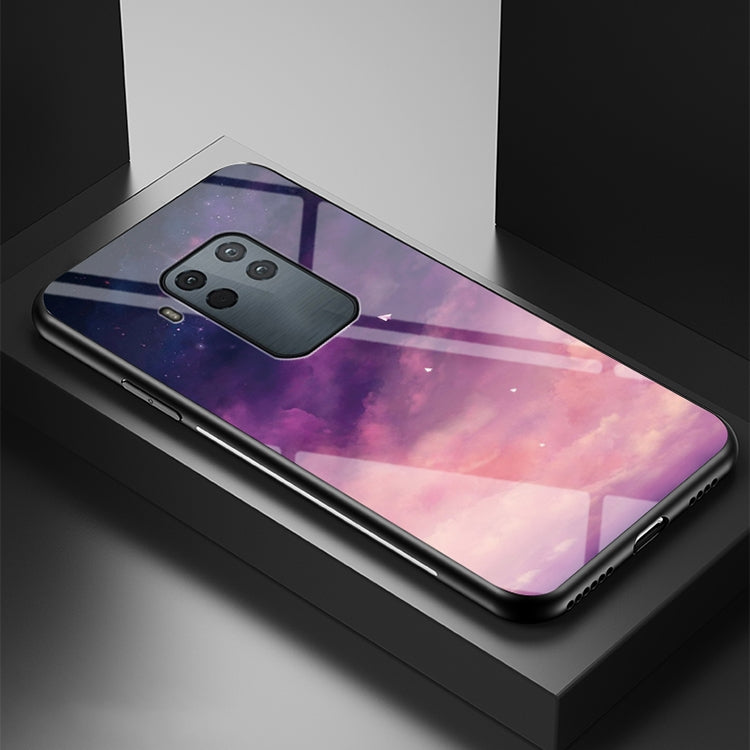 For Motorola One Zoom Starry Sky Painted Tempered Glass TPU Shockproof Protective Case