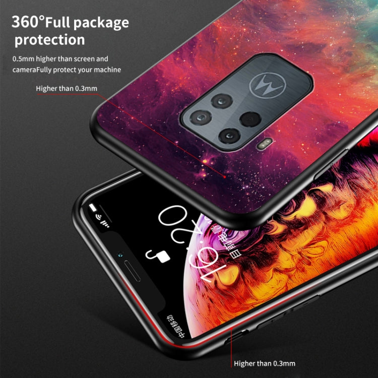 For Motorola One Zoom Starry Sky Painted Tempered Glass TPU Shockproof Protective Case
