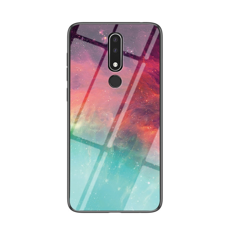 For Nokia 3.1 Plus Starry Sky Painted Tempered Glass TPU Shockproof Protective Case