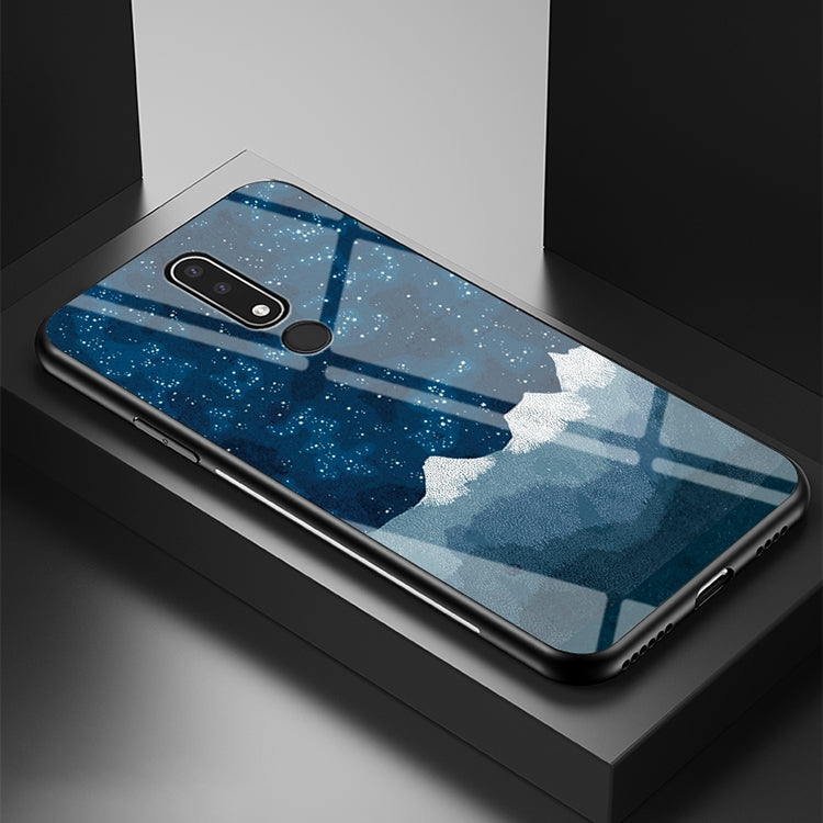 For Nokia 3.1 Plus Starry Sky Painted Tempered Glass TPU Shockproof Protective Case