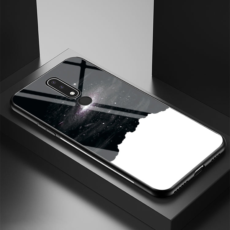 For Nokia 3.1 Plus Starry Sky Painted Tempered Glass TPU Shockproof Protective Case