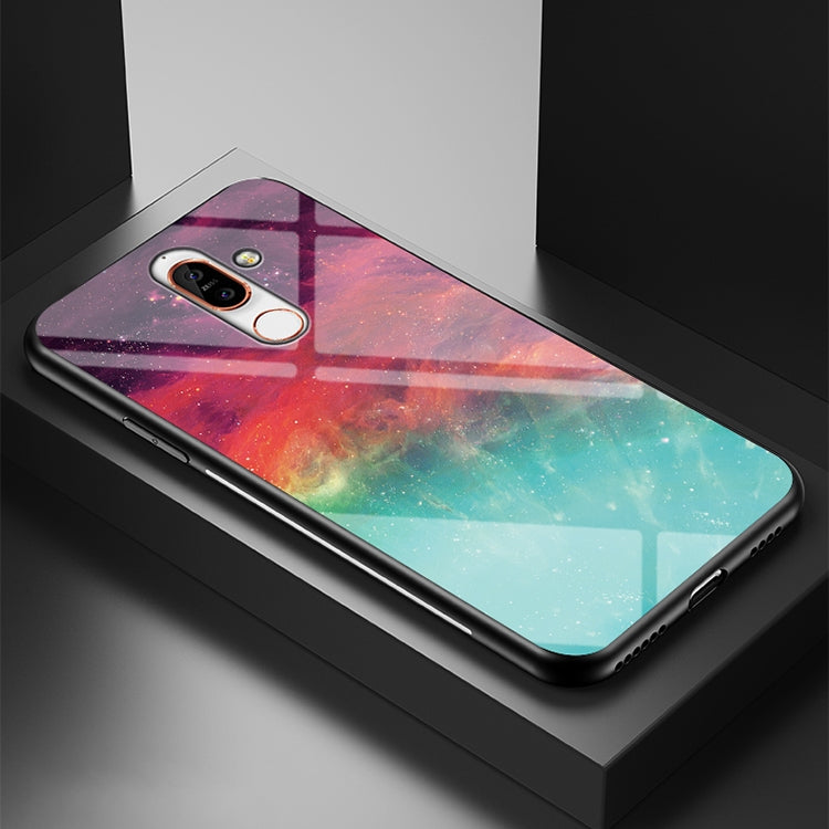 For Nokia 7 Plus Starry Sky Painted Tempered Glass TPU Shockproof Protective Case