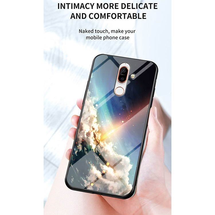 For Nokia 7 Plus Starry Sky Painted Tempered Glass TPU Shockproof Protective Case