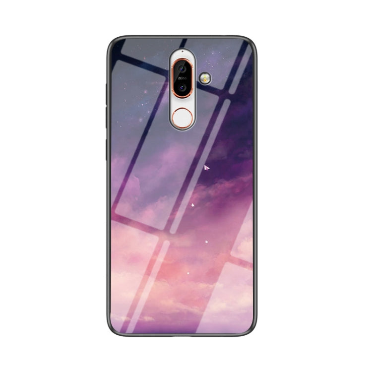 For Nokia 7 Plus Starry Sky Painted Tempered Glass TPU Shockproof Protective Case