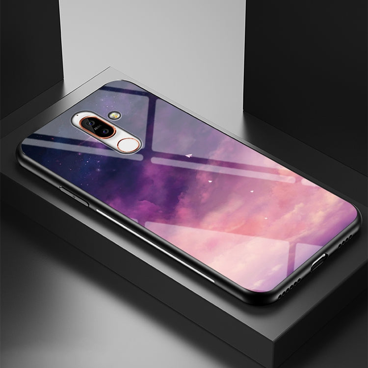 For Nokia 7 Plus Starry Sky Painted Tempered Glass TPU Shockproof Protective Case