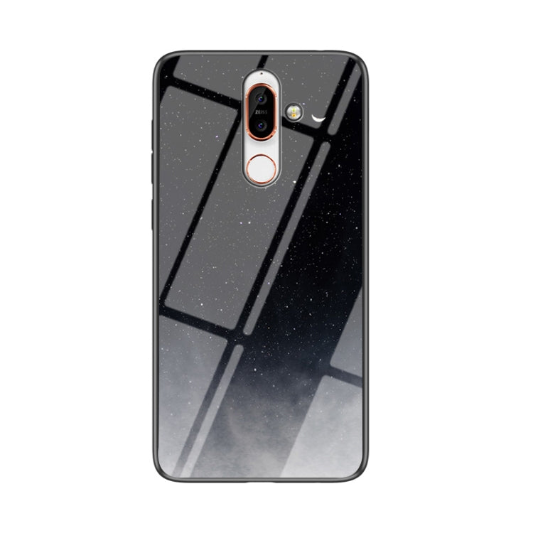For Nokia 7 Plus Starry Sky Painted Tempered Glass TPU Shockproof Protective Case