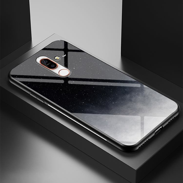 For Nokia 7 Plus Starry Sky Painted Tempered Glass TPU Shockproof Protective Case