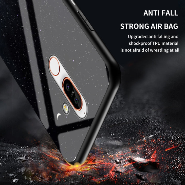 For Nokia 7 Plus Starry Sky Painted Tempered Glass TPU Shockproof Protective Case