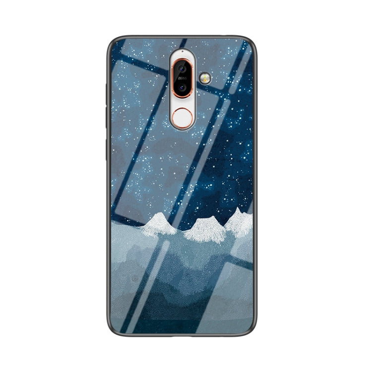 For Nokia 7 Plus Starry Sky Painted Tempered Glass TPU Shockproof Protective Case
