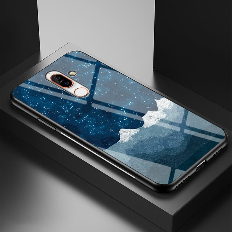 For Nokia 7 Plus Starry Sky Painted Tempered Glass TPU Shockproof Protective Case