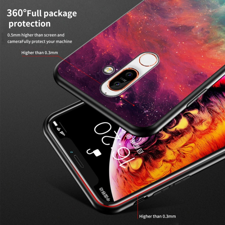 For Nokia 7 Plus Starry Sky Painted Tempered Glass TPU Shockproof Protective Case