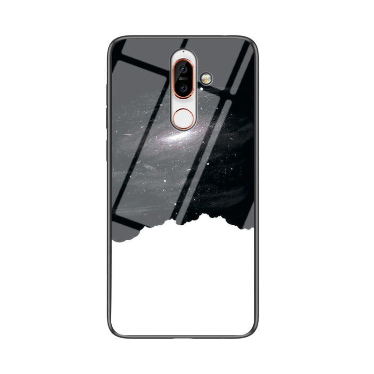 For Nokia 7 Plus Starry Sky Painted Tempered Glass TPU Shockproof Protective Case