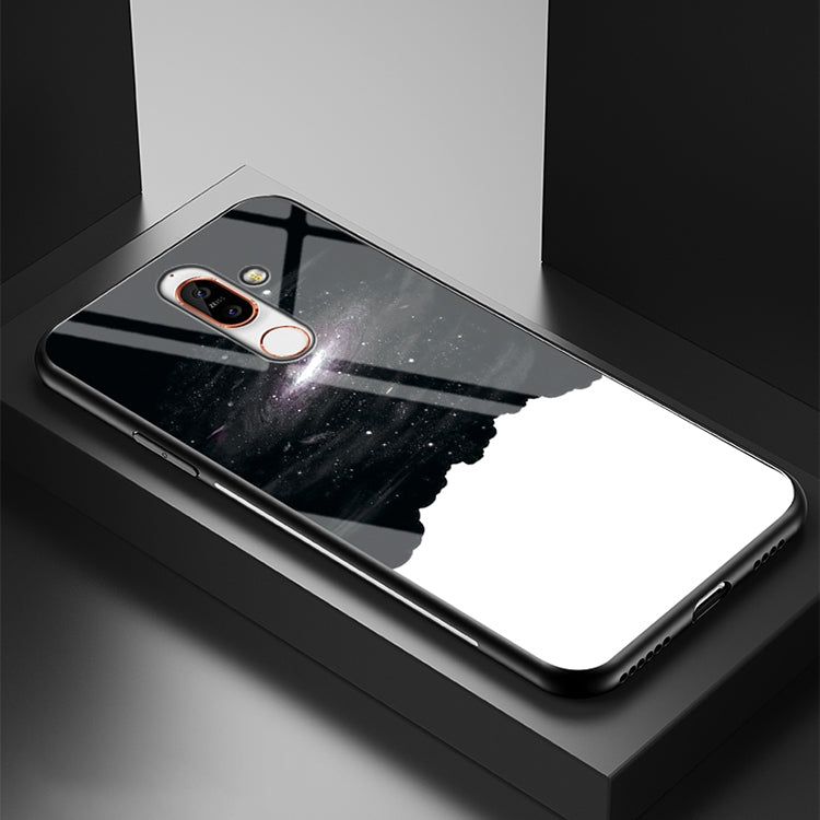For Nokia 7 Plus Starry Sky Painted Tempered Glass TPU Shockproof Protective Case