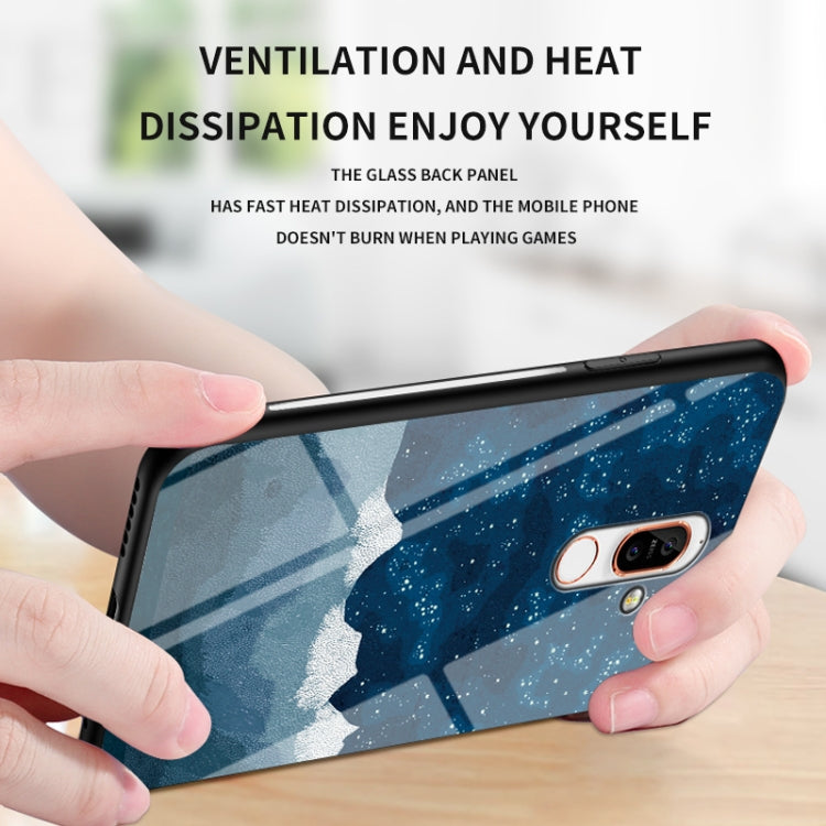 For Nokia 7 Plus Starry Sky Painted Tempered Glass TPU Shockproof Protective Case