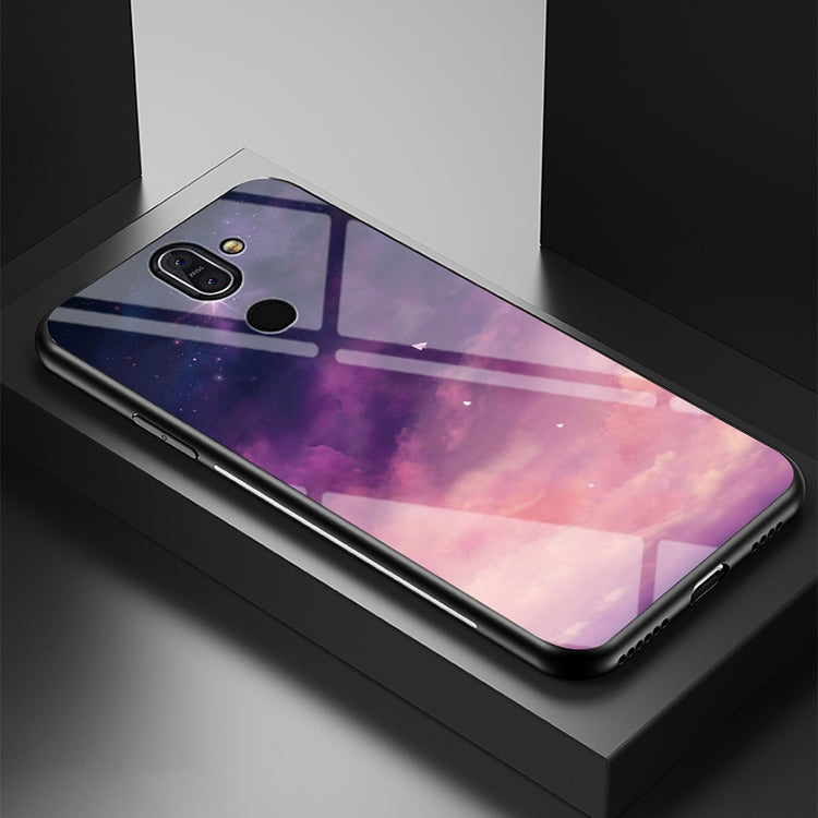 For Nokia 8 Sirocco Starry Sky Painted Tempered Glass TPU Shockproof Protective Case
