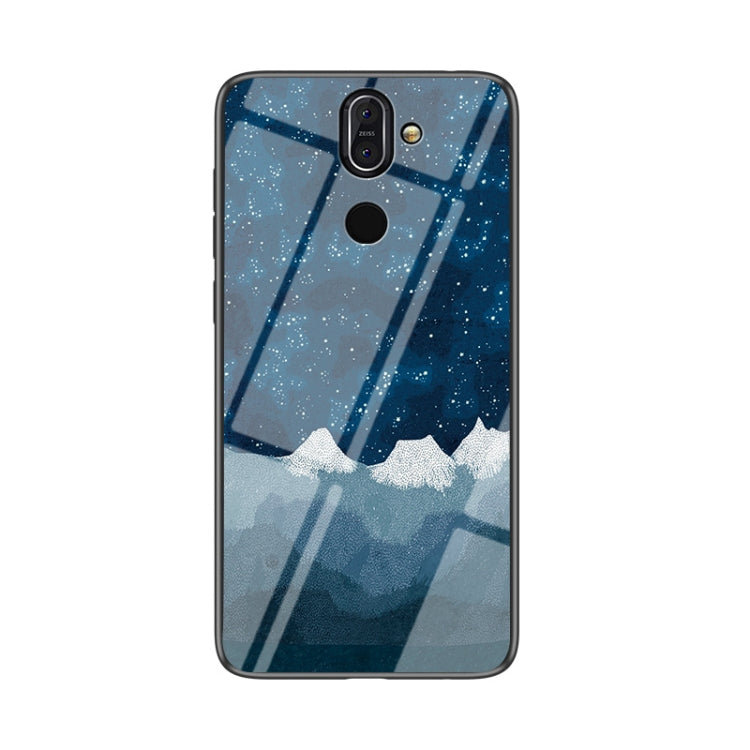 For Nokia 8 Sirocco Starry Sky Painted Tempered Glass TPU Shockproof Protective Case