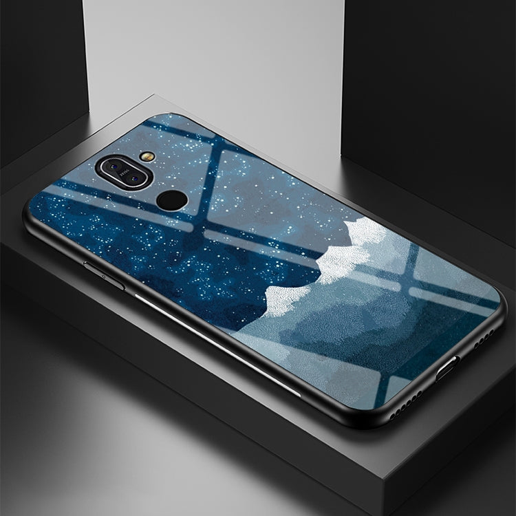 For Nokia 8 Sirocco Starry Sky Painted Tempered Glass TPU Shockproof Protective Case