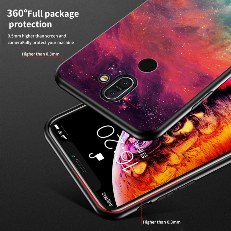 For Nokia 8 Sirocco Starry Sky Painted Tempered Glass TPU Shockproof Protective Case