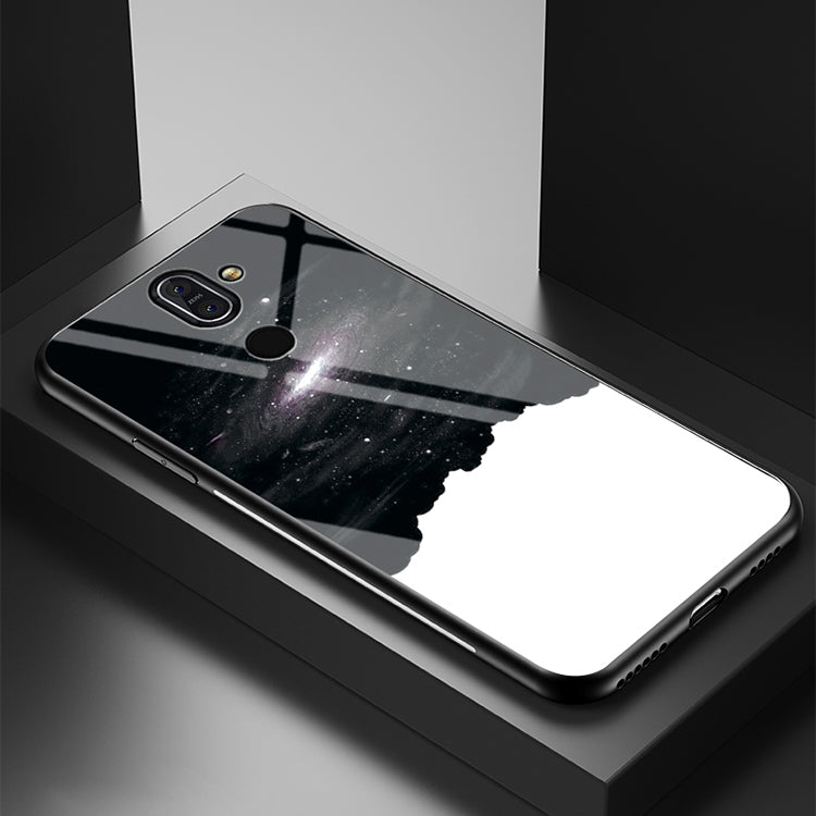 For Nokia 8 Sirocco Starry Sky Painted Tempered Glass TPU Shockproof Protective Case