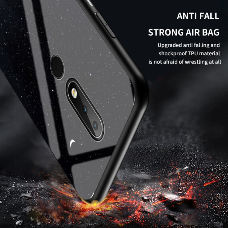 For Nokia 6.1 Plus / X6 Starry Sky Painted Tempered Glass TPU Shockproof Protective Case