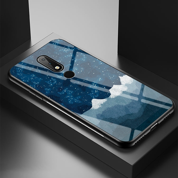 For Nokia 6.1 Plus / X6 Starry Sky Painted Tempered Glass TPU Shockproof Protective Case