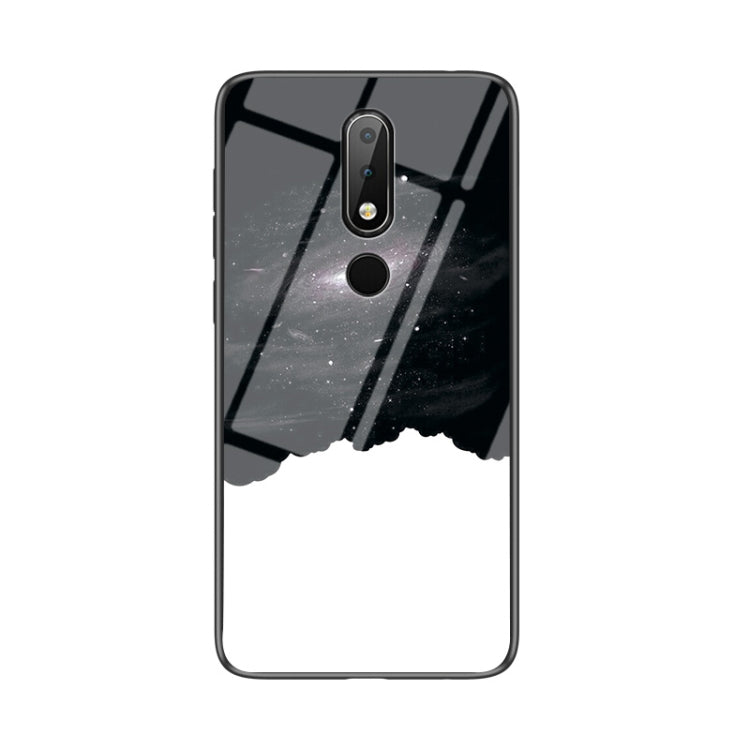 For Nokia 6.1 Plus / X6 Starry Sky Painted Tempered Glass TPU Shockproof Protective Case