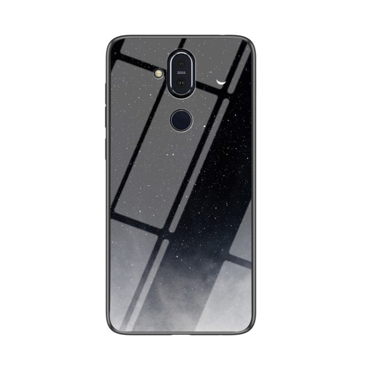 For Nokia 8.1 / 7.1 Plus / X7 Starry Sky Painted Tempered Glass TPU Shockproof Protective Case